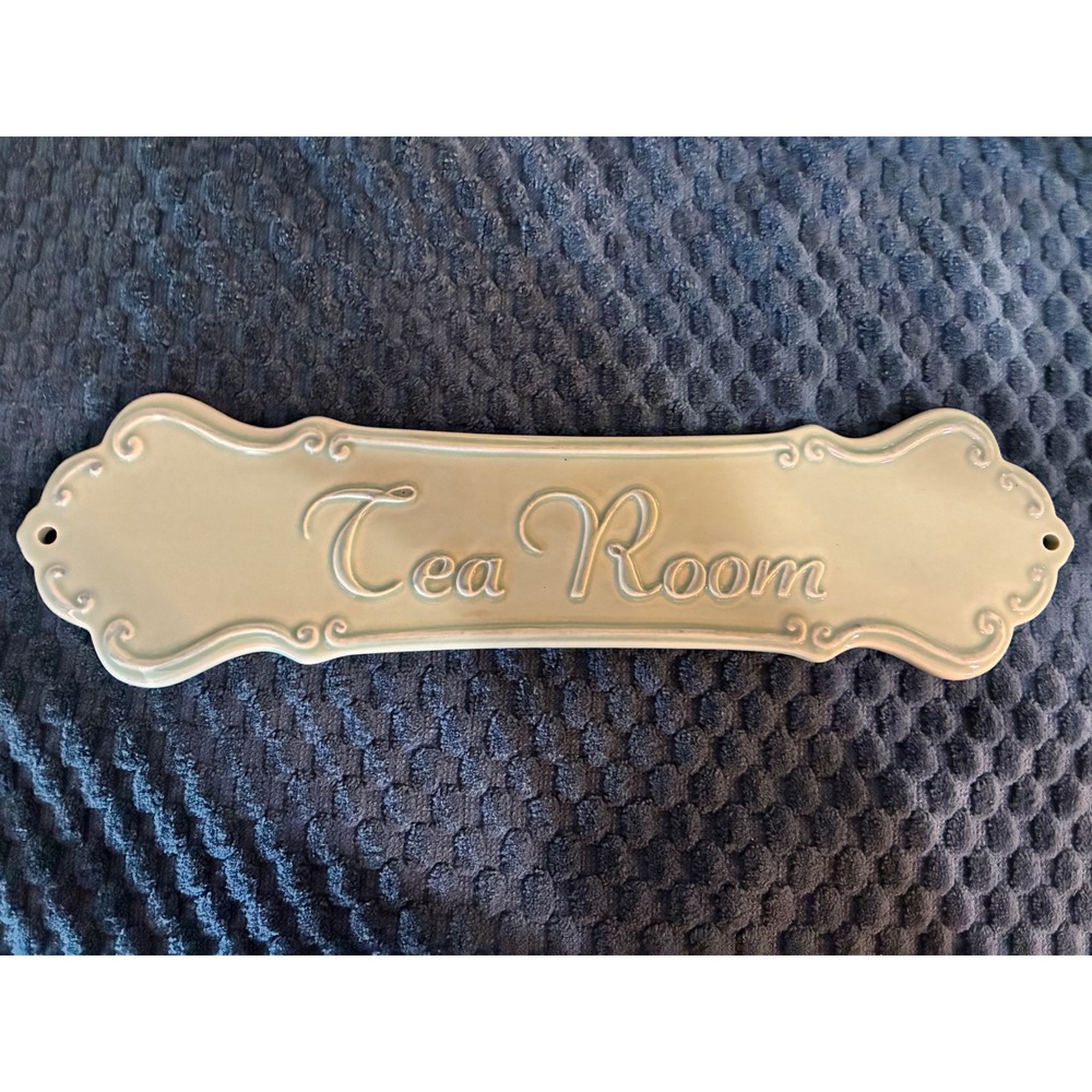 Tea Room Wall Sign Plaque Sage Green Victorian Style